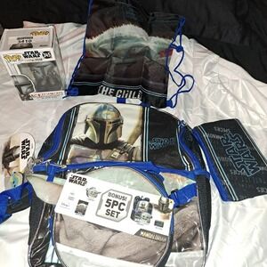 SALE!!! Star Wars Mandalorian Baby Yoda 5 Piece Backpack-Lunch PLUS FUNKO POP